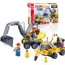 196pcs DIY City Engineering Team Assemble Toy Excavator Small Particles Building Blocks