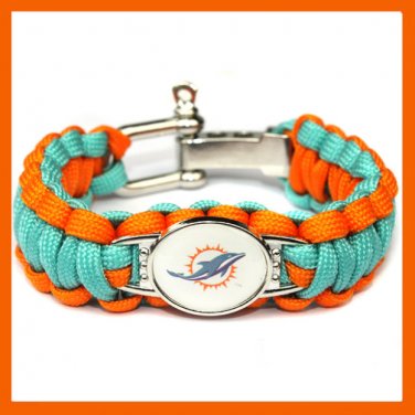 NFL MIAMI DOLPHINS SUPER BOWL SPORTS BRACELET ADJUSTABLE SURVIVAL BRACELET
