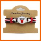 FASHION CHICAGO BULLS BASKETBALL TEAM GENUINE LEATHER BRACELET BASKETBALL