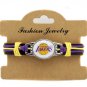 NEW LOS ANGELES LAKER TEAM GENUINE LEATHER BRACELET BASKETBALL