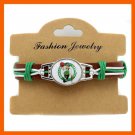 BOSTON CELTICS BASKETBALL GENUINE LEATHER ADJUSTABLE BRACELET WRISTBAND CUFF