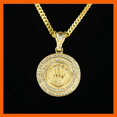 ROUND CROWN MEDAL PENDANT NECKLACE DESIGN JEWELRY FILLING PIECES MEN