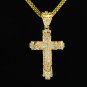 GOLDEN BLING JESUS GOD BLESSING NECKLACES JEWELRY CRYSTAL CROSSING PENDANTS