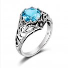 Punk High Quality 2ct CZ Blue Crystal 925 Sterling Silver Rings for Women