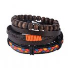 1Set (3-4PCs) Leather Bracelet Multilayer Bead Bracelet Punk Wrap Bracelets (08120)