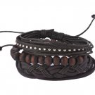 1Set (3-4PCs) Leather Bracelet Multilayer Bead Bracelet Punk Wrap Bracelets (08122)
