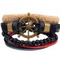 1Set (3-4PCs) Leather Bracelet Multilayer Bead Bracelet Punk Wrap Bracelets (14537)