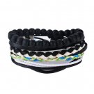 1Set (3-4PCs) Leather Bracelet Multilayer Bead Bracelet Punk Wrap Bracelets (08125)
