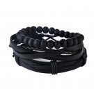 1Set (3-4PCs) Leather Bracelet Multilayer Bead Bracelet Punk Wrap Bracelets (08126)