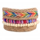 1Set (3-4PCs) Leather Bracelet Multilayer Bead Bracelet Punk Wrap Bracelets (14539)