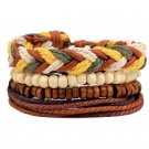 1Set (3-4PCs) Leather Bracelet Multilayer Bead Bracelet Punk Wrap Bracelets (14518)