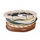 1Set (3-4PCs) Leather Bracelet Multilayer Bead Bracelet Punk Wrap Bracelets (08130)