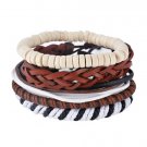 1Set (3-4PCs) Leather Bracelet Multilayer Bead Bracelet Punk Wrap Bracelets (02434)