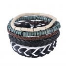 1Set (3-4PCs) Leather Bracelet Multilayer Bead Bracelet Punk Wrap Bracelets (02433)