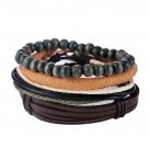 1Set (3-4PCs) Leather Bracelet Multilayer Bead Bracelet Punk Wrap Bracelets (02432)