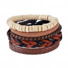 1Set (3-4PCs) Leather Bracelet Multilayer Bead Bracelet Punk Wrap Bracelets (02431)