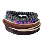 1Set (3-4PCs) Leather Bracelet Multilayer Bead Bracelet Punk Wrap Bracelets (02430)