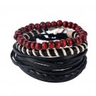 1Set (3-4PCs) Leather Bracelet Multilayer Bead Bracelet Punk Wrap Bracelets (02429)