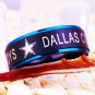 Black Matte Center with Blue Step Eage Dallas Cowboys Design Tungsten Comfort Fit Ring