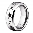 High Polished Silver Bevel Dallas Cowboys Design Tungsten Comfort Fit Ring