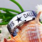 High Polished Silver Bevel Dallas Cowboys Design Tungsten Comfort Fit Ring