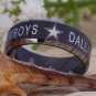 Dallas Cowboys Design Men's Black With Silver Bevel EdgeTungsten Comfort Fit Ring
