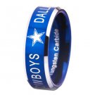 Dallas Cowboys Design Men's Blue Tungsten Comfort Fit Ring