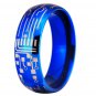 Shiny Blue Dome CIRCUIT BOARD Design New Men's Fashion Tungsten Ring