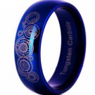 8mm Width Doctor Who Blue Dome Men and Women's Fashion Tungsten Ring