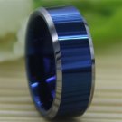 Hot Sales 8MM Comfort Fit Blue Top Silver Bevel Men's Fashion Tungsten Wedding Ring