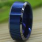 Hot Sales 8MM Comfort Fit Blue Top Silver Bevel Men's Fashion Tungsten Wedding Ring