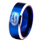 Hot Sales 8MM Blue With Shiny Edges Gators Design Men's Fashion Tungsten Ring