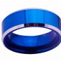 Blue Color With Shiny Bevel Custom Ring Blank Ring New Men's Fashion Tungsten Ring