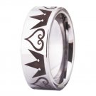 Silver Pipe Kingdom Hearts&Crowns Mens Comfort Fit Tungsten Wedding Ring