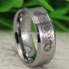 Silver Beveled Doctor Who Time Lord Men's Comfort Tungsten Wedding Ring