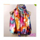 Lavender Red Black Lily Flower Satin Oil Painting Long Wrap Shawl Beach Silk Scarf 160X50cm S82
