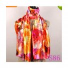 Lavender Red Black Lily Flower Satin Oil Painting Long Wrap Shawl Beach Silk Scarf 160X50cm S86