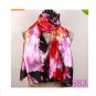 Lavender Red Black Lily Flower Satin Oil Painting Long Wrap Shawl Beach Silk Scarf 160X50cm S83