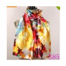 Lavender Red Black Lily Flower Satin Oil Painting Long Wrap Shawl Beach Silk Scarf 160X50cm S85