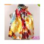 Lavender Red Black Lily Flower Satin Oil Painting Long Wrap Shawl Beach Silk Scarf 160X50cm S85
