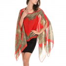 Women Chiffon Shawl Beachwear Spring New 2017 Silk Scarf Chiffon Scarf Shawls (Red)