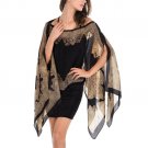 Women Chiffon Shawl Beachwear Spring New 2017 Silk Scarf Chiffon Scarf Shawls (Black)
