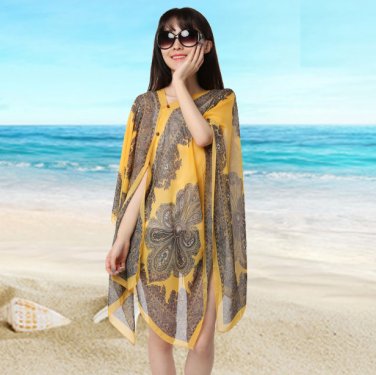 Women Chiffon Shawl Beachwear Spring New 2017 Silk Scarf Chiffon Scarf Shawls (White)