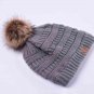 Winter hats faux fur pom pom female knitted skullies casual hat solid autumn ski beanies (Grey)