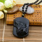 Black Obsidian Precious Stone Wolf Totem Pendant Necklace,Wolf Backer Healing Jewelry Unisex