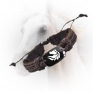 HORSE 2 Animal Backer Braided Woven Rope Leather Unisex Bracelet Yak Bone Carved