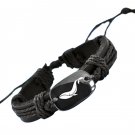 Whale Vintage Braided Woven Rope Leather Unisex Bracelet Yak Bone Carved Logo
