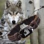 1pcs Wolf 7 Vintage Braided Woven Rope Leather Unisex Bracelet Yak Bone Carved Logo