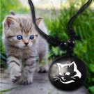 Cat Vintage Braided Woven Rope Leather Unisex Necklace Yak Bone Carved Logo