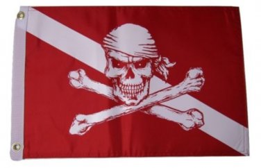 JR Pirate Diver Down Skull Crossbones College Nylon Indoor Outdoor Flag 3' x 5' Custom Flag